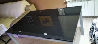 Mesa extensible cristal negro 140/220cm