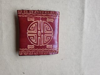 Carteira Pequena Marroquina Dourada e Vermelha