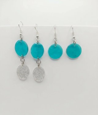 Orecchini pendenti glitter turchesi e argento