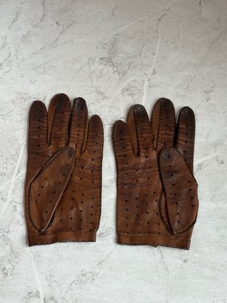 Guantes vintage de piel (años 60) - talla S