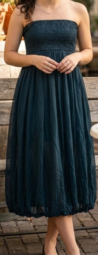 Vestido palabra de honor negro fiesta/Cóctel