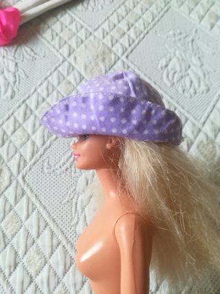 Chapéu Lilás Bolinhas para Boneca