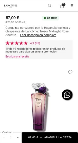 Perfume mujer Lancome tresor midnight rose 30ml