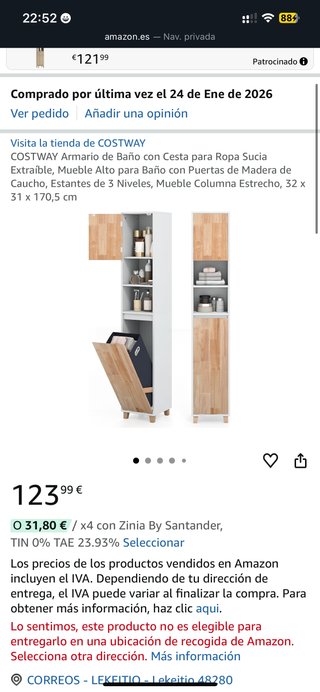 NUEVO Armario Baño Cesta Ropa Sucia
