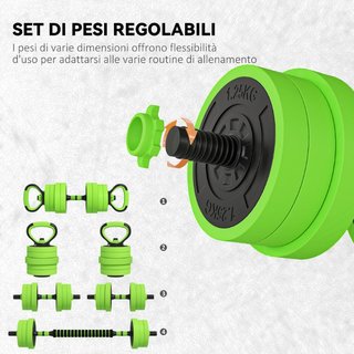 Juego de Pesas de Gimnasio 4 en 1 de 20kg, Convert