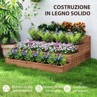 Cama de jardín elevada de abeto de 4 niveles con