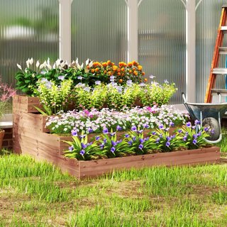 Cama de jardín elevada de abeto de 4 niveles con