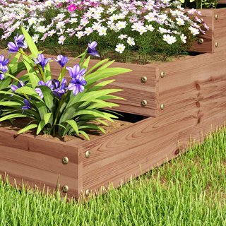 Cama de jardín elevada de abeto de 4 niveles con