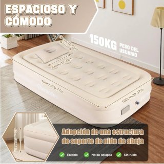 Materassino gonfiabile singolo, letto ad aria con pompa elettrica, materassino gonfiabile rapido in 3 minuti, letto gonfiabile 195 x 100 x 43cm autogonfiabile per campeggio o uso domestico