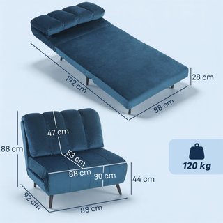 Sillón Cama Plegable Convertible con Respaldo