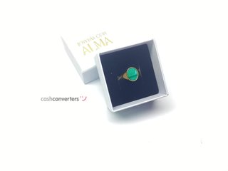sello oro 18k con piedra con malaquita