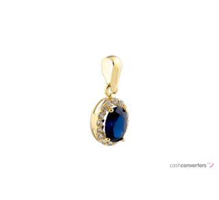 colgante oro 18k con piedra con zafiro