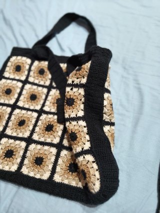 Bolso de crochet hecho a mano,43×38cm