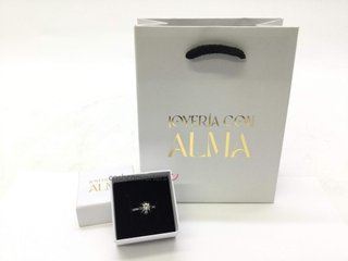 sortija oro 18k con piedra con diamante