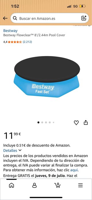 Funda Piscina Redonda Bestway 2.40m