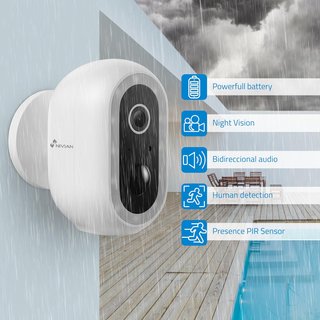 NIVIAN Cámara Vigilancia WiFi Exterior 2K