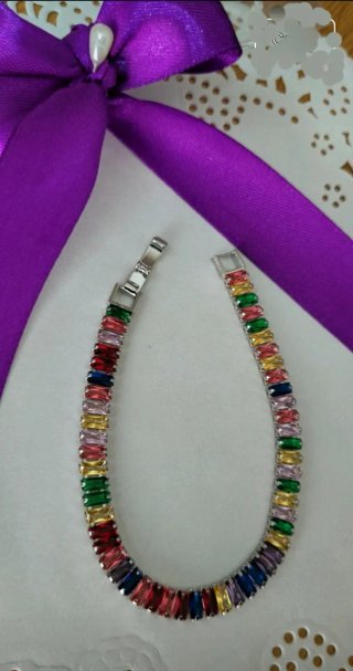 Pulsera Tennis Arcoíris Plata S925 Unisex