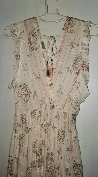 Vestido Boho Chic Hindú Blanco y Dorado