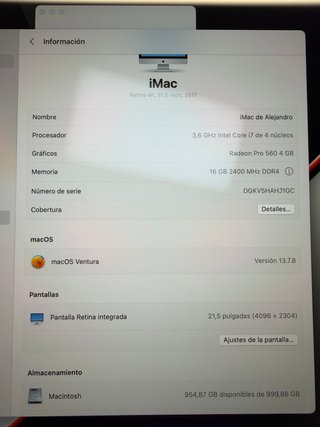 iMac 4K 16GB RAM 1TB SSD i7