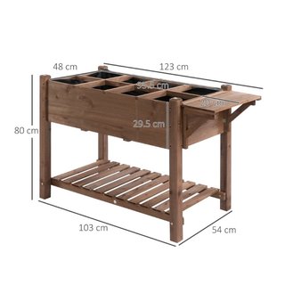 Cama de jardín elevada de madera con estante plega