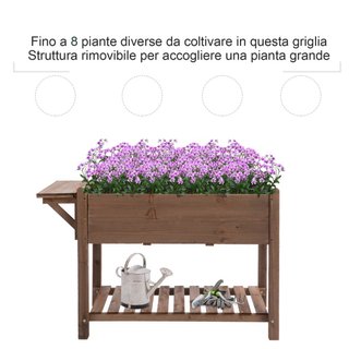 Cama de jardín elevada de madera con estante plega
