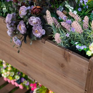 Cama de jardín elevada de madera con estante plega