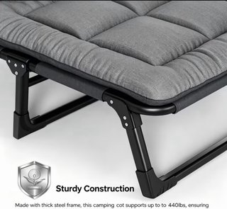 Cama Plegable Portátil Gris y Negra