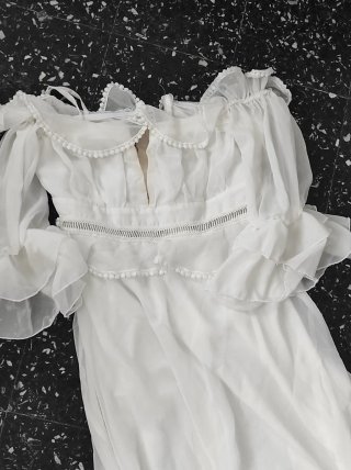 Abito lungo bianco romantico etereo da fata