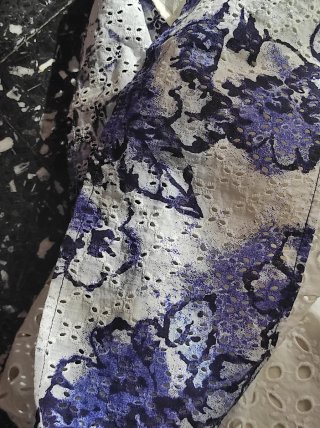 Abito vintage cotone Sangallo bianco e blu