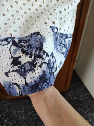 Abito vintage cotone Sangallo bianco e blu