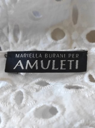 Abito vintage cotone Sangallo bianco e blu