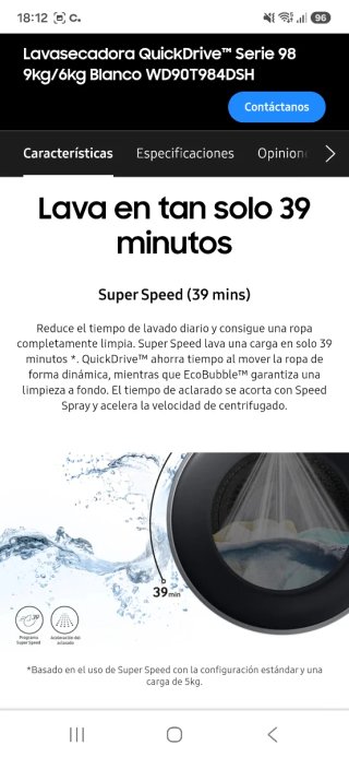 Lavadora samsung (le queda casi 1 año de garantia)