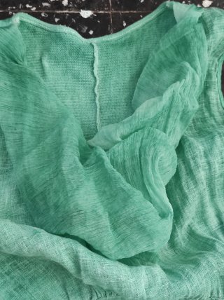 Abito vintage seta lino cotone verde anni 2000