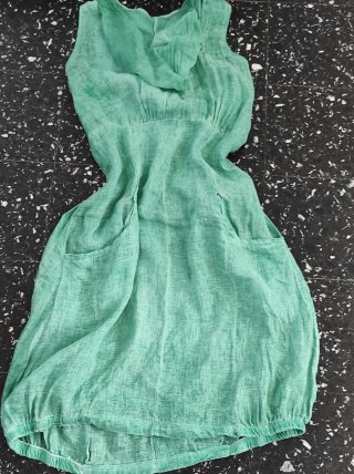 Abito vintage seta lino cotone verde anni 2000