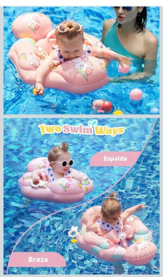 Flotador bebé con toldo unicornio