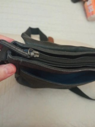 Bolso bandolera cuero y tela