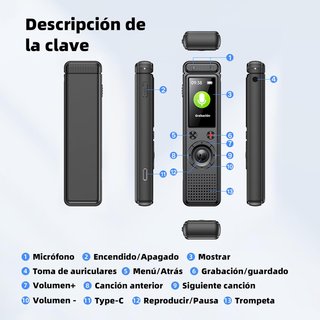 GONIKLI F1 Grabadora Digital MP3 64GB Activada Voz