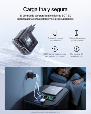 BASEUS Enerfill Cargador 70W GaN6 3 Puertos