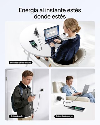 BASEUS Enerfill Cargador 70W GaN6 3 Puertos