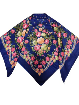 Pañoleta Baturra Azul Floral 90cm