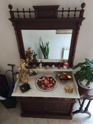 Mueble Antiguo Madera y Mármol