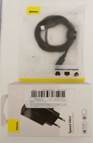 Pack Cargador Baseus 20W + Cable USB-C Lightning