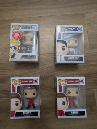 Lotto 4 Funko Pop! Fallout, 007, La Casa de Papel.