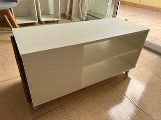 Mesa centro blanca con ruedas