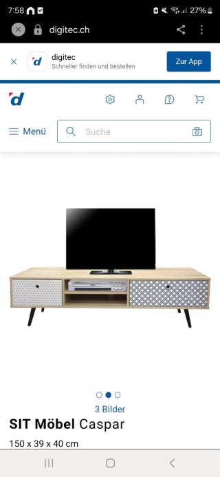 Mueble TV madera con cajones y patas