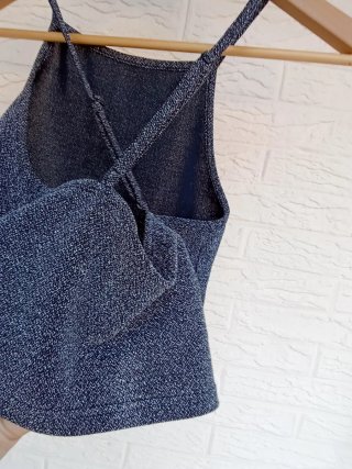 Top brillante cruzado talla S