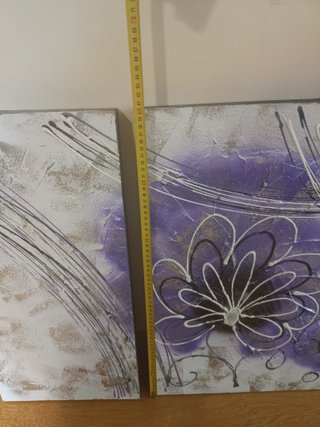 Cuadro Tríptico Flores Moradas