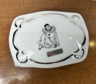 Pequeña caja joyero vintage cerámica y plata