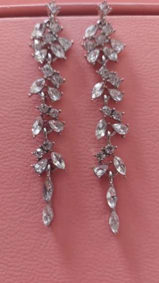 Pendientes largos fiesta novia brillantes