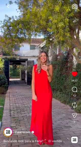 Vestido invitada rojo asimétrico capa L